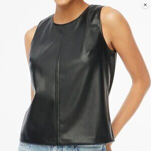 J. Crew Black Faux Leather Shell Sleeveless Top Tank Women Size L